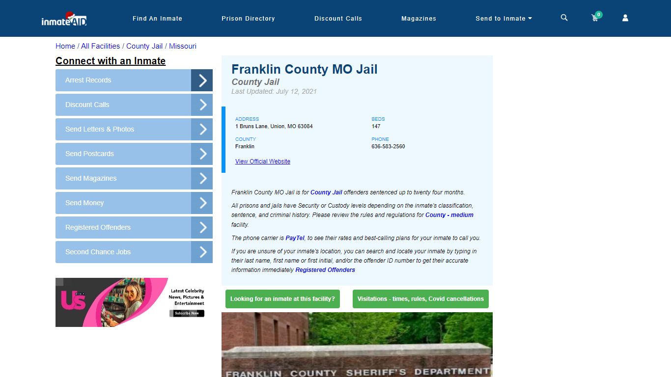Franklin County MO Jail - Inmate Locator - Union, MO